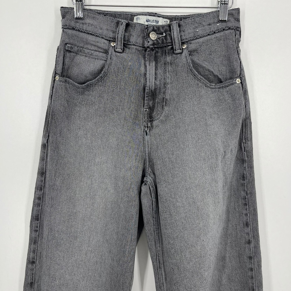 Hollister Super Baggy Snake Graphic Jeans Faded Gray Wide Leg Womens Size 28 - Picture 2 of 15